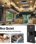 Smooth Operator 12V Rotary Light Dimmer Switch For Rv Camper Van Boat Trailer Featuring Heavy Duty Aluminum PWM Controller With Built In Off Switch Providing Smooth As Butter Brightness Tuning in a cozy camper interior.