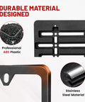 Close-up of Stainless Steel License Plate Bracket And Frame Kit For Front Bumper Universal Fit 6x12 Inch Plate Holder materials.