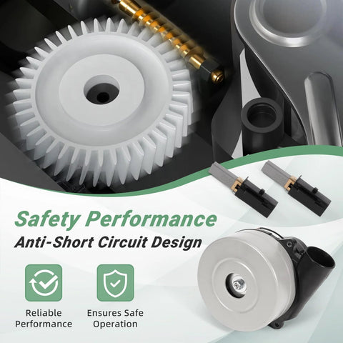 Front view of VORGENS vacuum blower motor with large white plastic gear