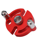 Solid As A Rock Self Centering Dowel Jig Kit With 6Mm 8Mm 10Mm Stainless Steel Drill Bushings viewed from top, red anodized aluminum frame.