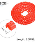 Flexible Red Tube Wrap Cable Kit Management Sleeve 5M Long 28mm PE Durable Cable Organizer coiled