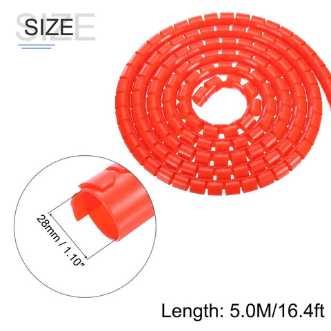 Flexible Red Tube Wrap Cable Kit Management Sleeve 5M Long 28mm PE Durable Cable Organizer coiled