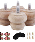 2 Inch Wooden Unfinished Bun Feet For Furniture Set Of 4 Pre Drilled M8 Bolts Dresser Couch Sofa Cabinet Ottoman