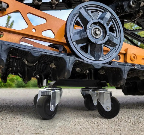 Snowmobile Moving Dolly Set With 1500 Lb Load Capacity V Slide Anti Slip Rubber Pads Straps For Secure Attachment To Skis