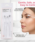 3 Pack Precision Face Razor For Women With Secure Grip Bangin Sharp Stainless Micro Blades For Eyebrow Shaping And Gentle Facial Dermaplaning Safe Mini Shaver For That Smooth Glow Up Vibe in packaging with ergonomic handle.