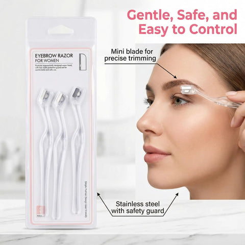 3 Pack Precision Face Razor For Women With Secure Grip Bangin Sharp Stainless Micro Blades For Eyebrow Shaping And Gentle Facial Dermaplaning Safe Mini Shaver For That Smooth Glow Up Vibe in packaging with ergonomic handle.