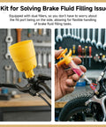 All In One Hydraulic Disc Brake Bleed Kit For Shimano, SRAM, Avid, Magura, Tektro, Hayes And More with funnel and syringe in use