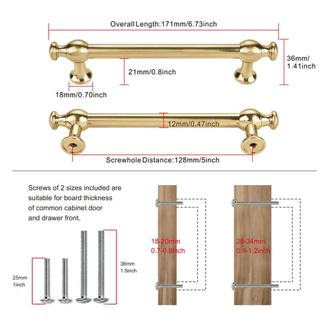 Heck Of A 10 Pack Retro Cabinet Pulls In Dope Champagne Bronze Solid Zinc Alloy Drawer Knobs For Kitchen Island Doors And Farmhouse Vanities Total Breeze To Install dimensions and screw details