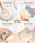 All In One Sourdough Starter Kit For Home Bakers With Round 9 Inch And Oval 10 Inch Proofing Baskets, tools in use