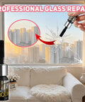 Hand using Glass Repair Liquid Bonder 5ml Quick Dry Crack Fix Sealant For Car Windshield And Home Glass on cracked window.