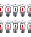 Heavy Duty 10 Pack Fire Sprinkler Heads Boasting 155F Upspray Shield And Straight Up Smooth Plug In Half Inch Threads.