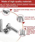 Small Micro Repair Screw Set 1000Pcs Nickel Plated Carbon Steel Phillips Pan Head Precision Screws For Eyeglasses Watches Clocks And Mobile Phones In Clear Storage Case M1 To M1.7 showing pan head design and nickel plating