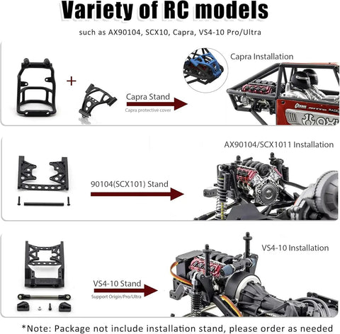 Realistic V8 Engine Model Kit For Adults And RC Gearheads, DIY STEM engine stand for AX90104, SCX10, Capra, VS4-10