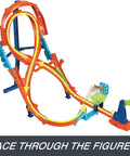 Figure Eight Jump Track Set With 1 to 64 Scale Vehicle And Two Foot Tall Track featuring multi-colored loop and connectors.