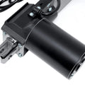 Close-up of 12V Linear Actuator With 12 Inch Stroke And 200 Lbs Of Thrust Low Current DC Motor, heavy duty, for automotive and robotics use.