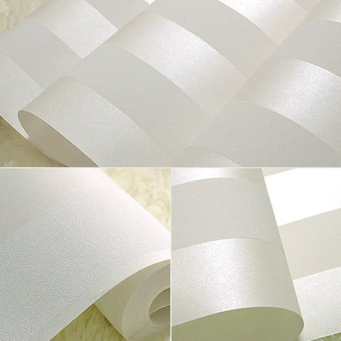 European Modern Minimalist Country Stripe Wallpaper Roll for living room bedroom and TV backdrop in cream white non woven eco friendly material with rich texture subtle gloss and enhanced depth.