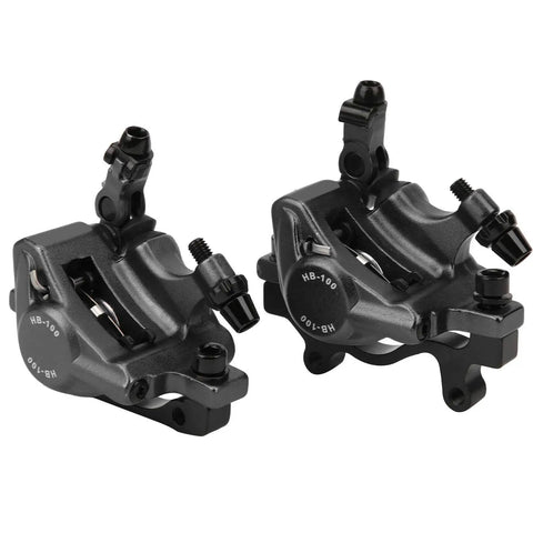 Black Two Piece Hydraulic Disc Brake Set For Mountain And Road Bikes With Aluminum Alloy Body showing two sealed calipers.