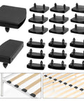 20 Piece Set Of Heavy Duty Plastic Replacement Bed Slat Caps 54X10Mm Durable Pp Retainer Clips arranged for easy installation on slat frame.