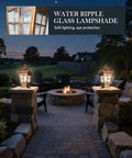 Antique Bronze Outdoor Post Light 2 Pack IP54 Weatherproof Post Lamps For Patio with water ripple glass lampshade.