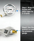 Glycerin Liquid Filled Two Point Five Inch Air Pressure Gauge With Stainless Steel Case, Rugged Vacuum And Water Pressure Gauge, 0 To 5000 Psi For Compressor Boiler And Water Pump, IP67 Waterproof, Two Point Five Percent Accuracy; installation steps with wrench