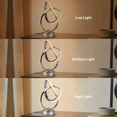 Set of 2 LED Table Lamps With Touch Control Three Way Dimmable Desk Lamps For Bedside Office Or Living Room Entwined Aluminum Design