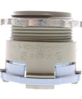No Sweat Non-Metallic ENT Quick Snap Connector With Heavy Duty Lock Nut One Half Inch Gray Fifty Pack close-up view of connector.