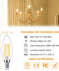 Dimmable E12 Candelabra LED Bulb 60W Equivalent B11 Candle Shape Clear Glass 3000K Soft White Chandelier Use Infographic