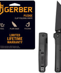 Pledge Pocket Knife With Pocket Clip 3.7 Inch Full Panel Plain Edge Folding Knife With Stainless Steel Blade Textured Grip