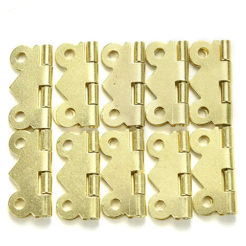 Pack of 10 metal Mini Hinges 20x17mm For Dollhouse Wood Boxes Cabinets And Jewelry Boxes, Tiny Door And Drawer Hinge Hardware For DIY Repair.