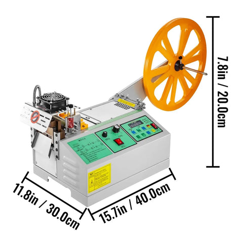AOXHUGB Automatic Computer Cloth Tape Cutter With Hot Cold Knife for precise tape cutting, showing measurements and controls.