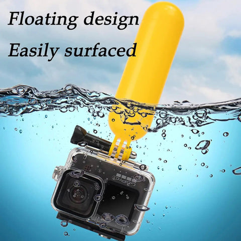 GoPro Waterproof Case For Hero 13 12 11 10 9 Black with floating grip in water, showcasing splashproof design for ocean photography.