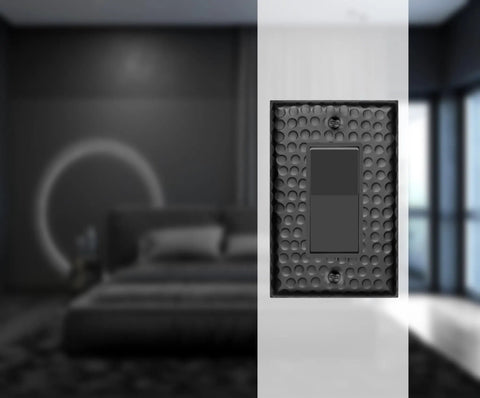 Matte Black 1 Gang Hand Hammered Rocker Light Switch Cover Plate Decorator Wall Plate for Receptacle and GFCI Electric Outlet