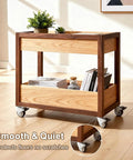 Wooden cart with 2 inch swivel caster wheels for furniture set of 4, heavy duty rubber casters with locking plate, two with brakes.
