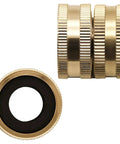 Heavy Duty Brass Garden Hose Adapter 3/4 Inch Dual Swivel Male To Male To Double Female, two-pack brass hose connectors with washer