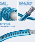 Trailer Breakaway Switch With 5 Ft Coiled Cable And Heavy Duty Carabiner RV Camper Emergency Electric Brake Activation Lanyard showing coiled cable, 110lb strain, rust-free cover