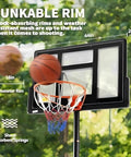 Backyard Portable Adjustable Basketball Hoop System for Indoor Outdoor Play, 44 Inch Shatterproof Backboard with Dunkable Rim