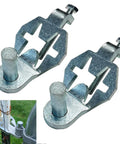 Heavy Duty T-Post Gate Hinge Kit with Galvanized Pins for Chain Link Fences, Farm, Garden, and Backyard Gates includes two hinge assemblies.