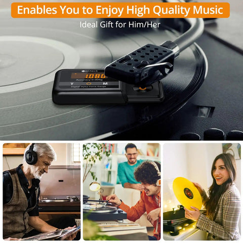 Digital Stylus Force Gauge For Turntables With 0.005g Resolution And 100g Capacity, ±0.015g Accuracy ,  Pro-Grade Non-Magnetic Tool For Fine-Tuning Cartridge Tracking, Dialed-In Sound Quality, And Reducing Record Wear, on turntable