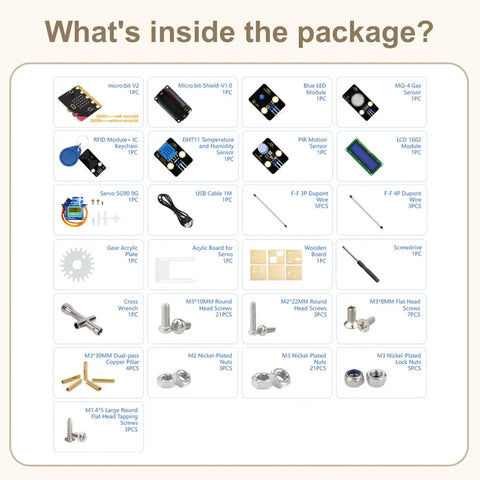 Smart Home Coding Kit for Teens 12 Plus With Micro Bit MakeCode Compatible STEM Toys Coding Set for House Building Sensors and App Control Hands On Projects to Learn Real World Electronics, kit contents