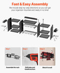 Assembly instructions for Power Tool Organizer With Charging Station And Eight Outlet Power Strip Three Tier Tool Rack.