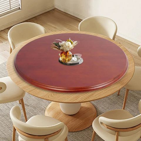 Extra Large 27.56 Inch Wood Lazy Susan For Tabletop Round Turntable Serving Tray With Decor On Dining Table