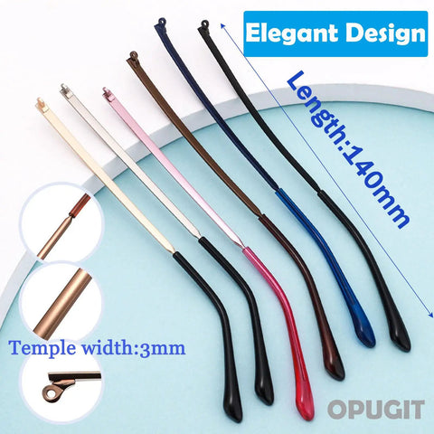 Heavy Duty Metal Glasses Replacement Temples With Screws Universal Eyeglass Arms For DIY Repair 140Mm in various colors.