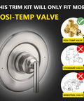 Gibson Posi Temp Valve Trim Kit Brushed Nickel With Metal Construction And Easy Adjust Lever And Red Blue Temperature Indicator Compatible With Moen 2510 2520 2570 2590 Valves Trim Kit Only showing compatible valve type
