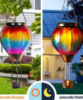 Hot Air Balloon Solar Lantern With Candle Holder Lit Flickering Flame Hanging Outdoor Garden Light Weatherproof Glass Lanterns For Lawn Porch Tree Yard Decor Night Lighting And Energy Saving Solar Glow