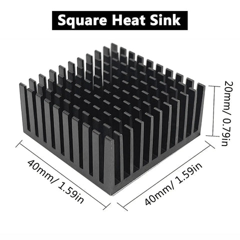 4 Pack Aluminum Heat Sink 40x40x20mm With Thermal Conductive Tape Cooling Kit For VRM GPU applications, black heatsink image