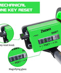 Close-up of Six Inch Measuring Wheel With No Fuss One Key Reset Telescopic Mechanical Distance Meter showing reset knob and dial