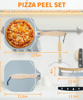 Front view: ALLTOP metal pizza peel with wooden turning handle; 12x14in aluminum paddle; 4x14in rockers (2 packs).