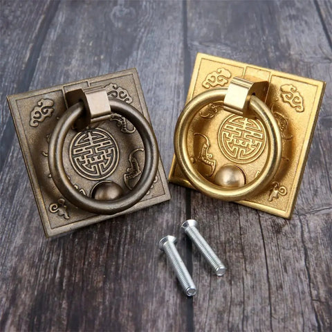 Antique Bronze Brass Cabinet Door Handle 2Pc Drop Handle Set For Cabinets Drawers Cupboards Wardrobe And More Retro Vibe