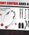 Nissan Altima Front Suspension Kit 2007 2013 10 Pcs with control arms, ball joints, sway bar links, tie rod ends and boots