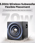 Image of 8in wireless subwoofer from Dope 2.1 Bluetooth Speaker System With Wireless 8 Inch Subwoofer 150W Tri Amp Hi Res Audio For PC And TV.